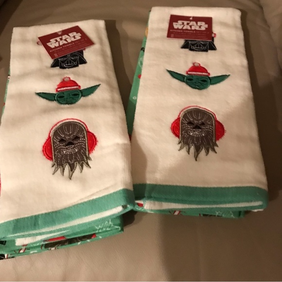 Set of two Star Wars Christmas kitchen towel green tea towel - Picture 3 of 7